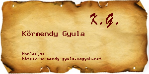 Körmendy Gyula névjegykártya