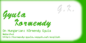 gyula kormendy business card